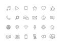 Set of 24 Social Media web icons in line style. Contact, digital, social networks, technology, website. Vector illustration