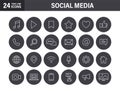 Set of Social Media web icons in line style. Contact, digital, social networks, technology, website. Vector illustration Royalty Free Stock Photo