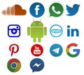 Set of social network and app icons and logos, patterned, isolated. Royalty Free Stock Photo