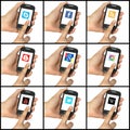 Set of social network buttons on a smartphone