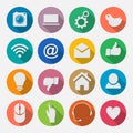 Set of social network icons with cloud computing, mail, people c Royalty Free Stock Photo