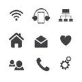 Set of social network icons with cloud computing, mail, people c Royalty Free Stock Photo