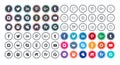 Set of social networking icons in different styles