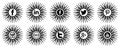 Set of social networks icons in black sun isolated