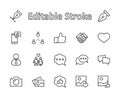 Set of Social Networks Related Vector Line Icons. Contains such Icons as Profile Page, Rating, Social Links and more