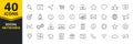 Set of 40 Social Networks web icons in line style. Marketing, feedback, management, target, like, content. Vector