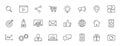 Set of 24 Social Networks web icons in line style. Marketing, feedback, management, target, like, content. Vector illustration