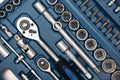 Set of socket wrench in plastic box Royalty Free Stock Photo