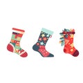 Set of socks in a different pattern element christmas Royalty Free Stock Photo