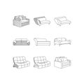 set of Sofa interior icon collection design template, outline logo design, style, line.abstract, can be used for your company