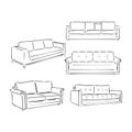 Set of sofas drawings sketch style, vector illustration. sofa vector sketch illustration