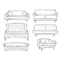 Set of sofas drawings sketch style, vector illustration. sofa vector sketch illustration