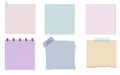 set of the soft color notepad, torn paper, memo, sticky note, reminder, planner. simple and printable