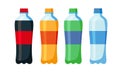 Set of soft drinks in plastic and aluminum packaging. Carbonated water with different flavors. Vector, illustration in flat style Royalty Free Stock Photo