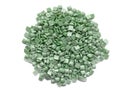 Set of soft green diamonds for diamond embroidery isolated on white background. Hobbies and DIY, materials for creating diamond