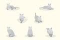 Set of soft pastel cute cat element modern geometric flat style. vector illustration eps10 Royalty Free Stock Photo