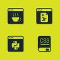 Set Software, Books about programming, Python language and icon. Vector Royalty Free Stock Photo