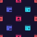 Set Software, , Cloud technology data transfer and Binary code on seamless pattern. Vector Royalty Free Stock Photo