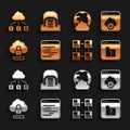 Set Software, Failed access cloud storage, File missing, Hierarchy organogram chart, Cloud computing lock, Social Royalty Free Stock Photo