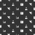 Set Software, Filter setting, Data analysis and Analyst engineer on seamless pattern. Vector