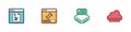 Set Software, Loading data window, Processor with microcircuits CPU and Web development icon. Vector Royalty Free Stock Photo