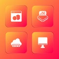 Set Software, Processor with microcircuits CPU, Web development and Computer monitor screen icon. Vector