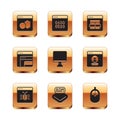 Set Software, System bug, Processor, Computer monitor screen, MySQL code, mouse and Binary icon. Vector