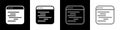 Set Software, web developer programming code icon isolated on black and white background. Javascript computer script Royalty Free Stock Photo