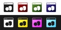 Set Software, web developer programming code icon isolated on black and white background. Javascript computer script Royalty Free Stock Photo