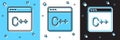 Set Software, web developer programming code icon isolated on blue and white, black background. Javascript computer Royalty Free Stock Photo