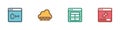 Set Software, Web development, MySQL code and Loading data window icon. Vector Royalty Free Stock Photo