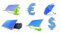 Set solar green power 3D illustration