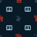 Set Sold, Auction hammer and Barcode on seamless pattern. Vector Royalty Free Stock Photo