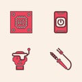 Set Soldering iron, Processor with microcircuits CPU, Turn off robot from phone and Smart glasses icon. Vector Royalty Free Stock Photo