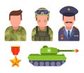 Set soldiers in camouflage. army General. military equipment.