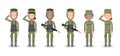 Set of soldiers. men and women. flat cartoon character design isolated on white background. US Army , soldiers Isolated vector Royalty Free Stock Photo