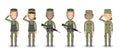 Set of soldiers. men and women. flat cartoon character design isolated on white background. US Army , soldiers Isolated vector