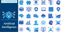 modern artificial intelligence solid icon set of 30 vector symbols for ai technology automation machine learning and digital Royalty Free Stock Photo