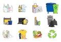 Set of sorted garbage icons. Recycle trash bins Royalty Free Stock Photo