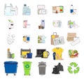 Set of sorted garbage icons. Recycle trash bins Royalty Free Stock Photo