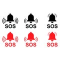 Set of SOS help icon, safety support alert design, save vector illustration Royalty Free Stock Photo