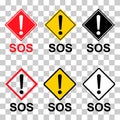 Set of SOS help icon, safety support alert design, save vector illustration Royalty Free Stock Photo