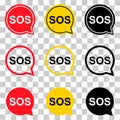 Set of SOS help icon, safety support alert design, save vector illustration Royalty Free Stock Photo