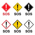 Set of SOS help icon, safety support alert design, save vector illustration Royalty Free Stock Photo