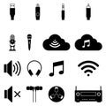 Set of sound icon and connect symbol. Flat vector Royalty Free Stock Photo