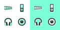 Set Sound mixer controller, Xylophone, Headphones and Music player icon. Vector