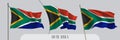 Set of South Africa waving flag on isolated background vector illustration Royalty Free Stock Photo