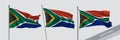 Set of South Africa waving flag on isolated background vector illustration Royalty Free Stock Photo