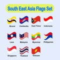 Set of South East Asia flag. Illustration vector of South East Asia flag. Flag of Asean Countries member