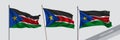 Set of South Sudan waving flag on isolated background vector illustration